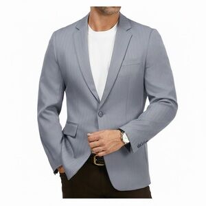 Men's Gray Herringbone Blazer Jacket Lightweight
Casual Sport Coat NWT SzL